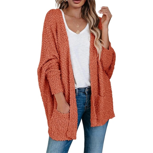 🎲 452. Womens Chunky Popcorn Cardigan Oversized Open Batwing Fuzzy Knit Sweater - Picture 1 of 7